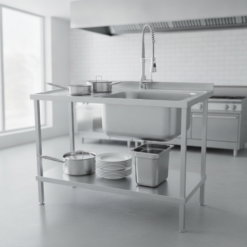 304 Stainless Steel Sink with Left Hand Drainer 1200mm for Commercial Kitchens