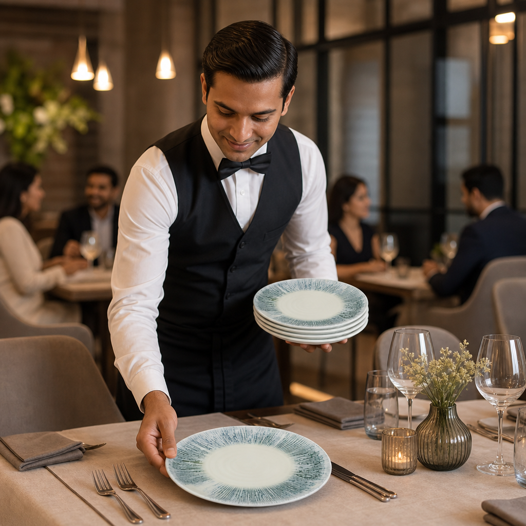 Walled Plates 210mm Vitrified Ceramic for Everyday Service (Pack of 6)