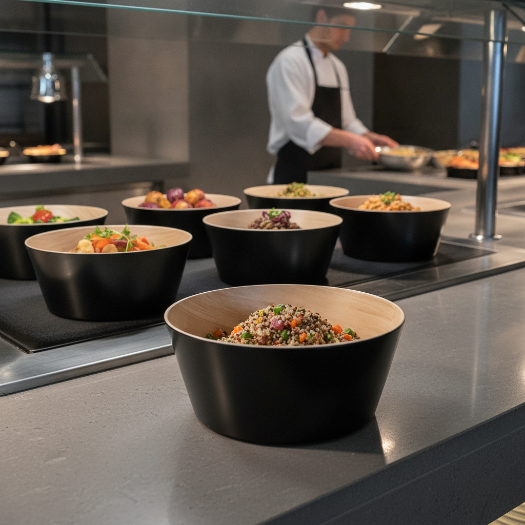 Melamine Black Bowl 250ml for Buffet Service