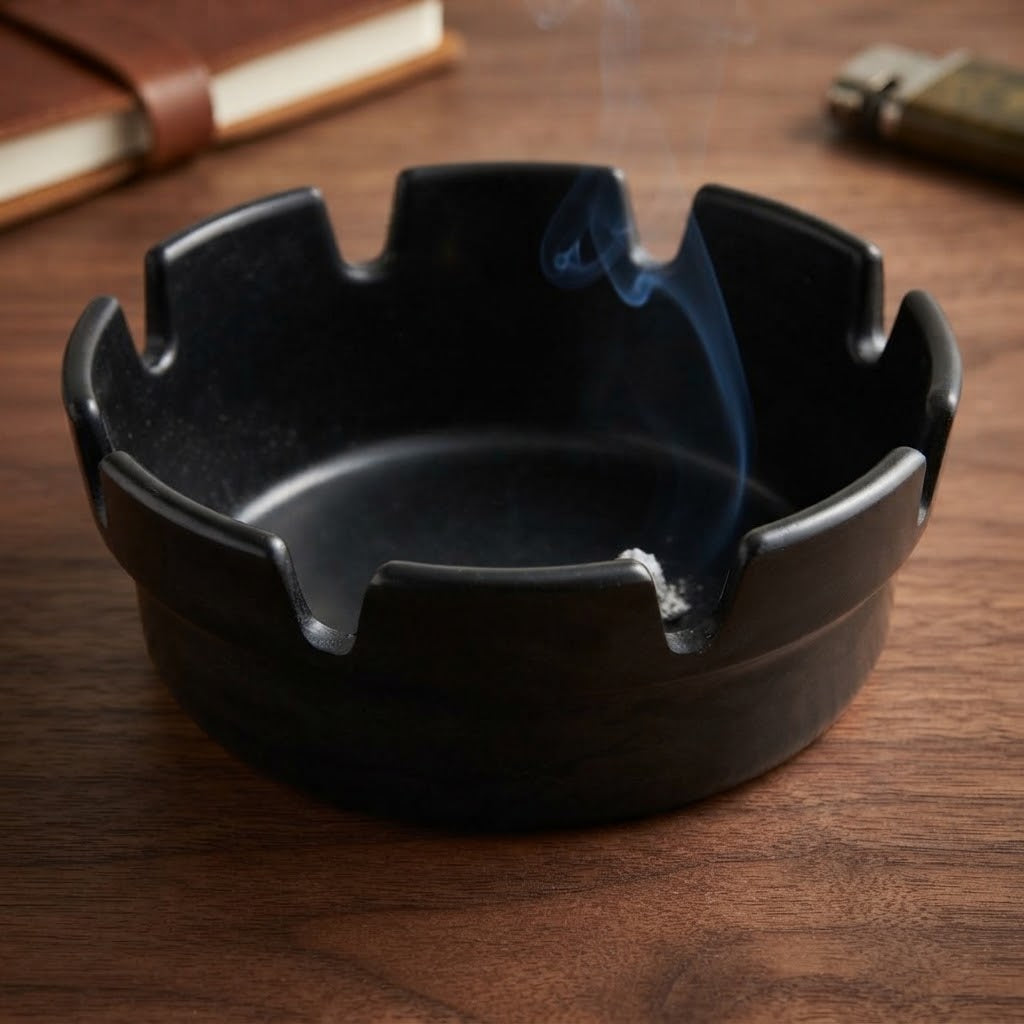 Melamine Black Crown Style Ashtray 101mm for Outdoor Use (Pack of 10)