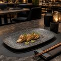 Rectangular Plates Black Porcelain 269x127mm for Contemporary Dining (Pack of 12)