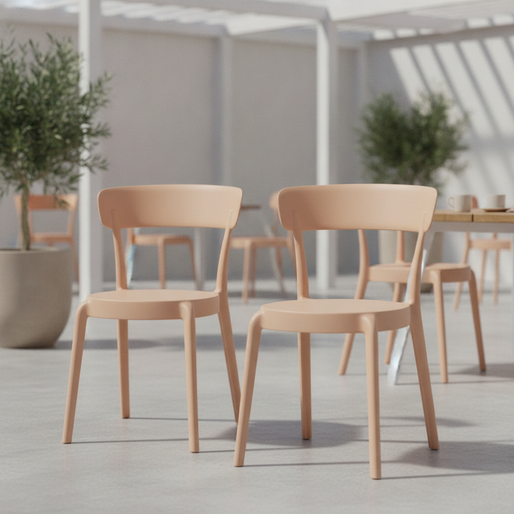 Polypropylene Café Chairs in Light Nude Pink 794mm for Indoor & Outdoor Use (Pack of 2)