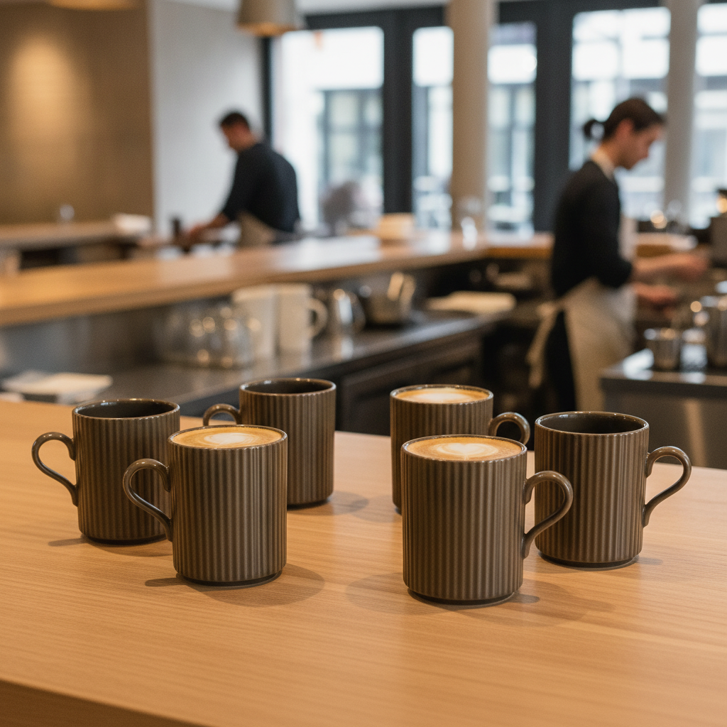 Porcelain Brown Coffee Mugs 240ml for Home & Office (Pack of 6)