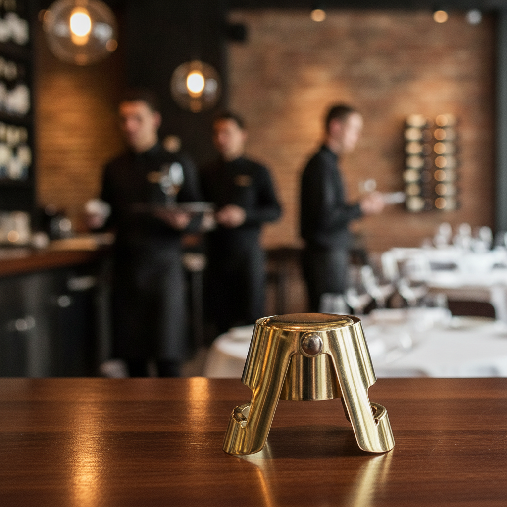Stainless Steel Champagne Stopper with Gold Finish for Home & Office