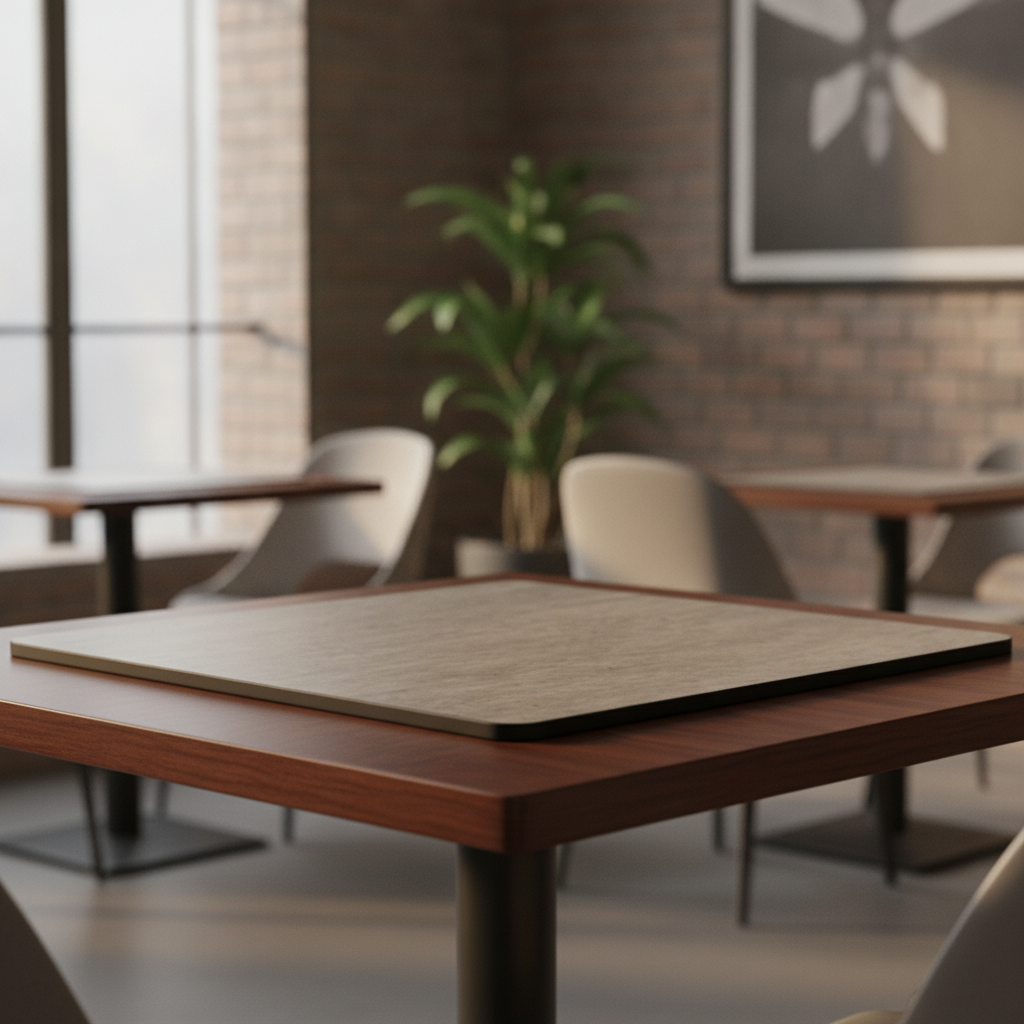 Laminate Grey Square Table Top 600mm for Hospitality Use