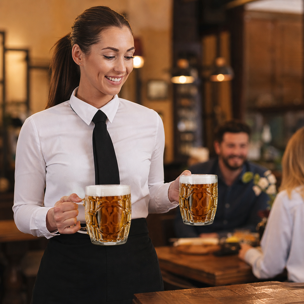 Glass Dimple Panelled Tankards 290ml for Bars & Pubs (Pack of 36)