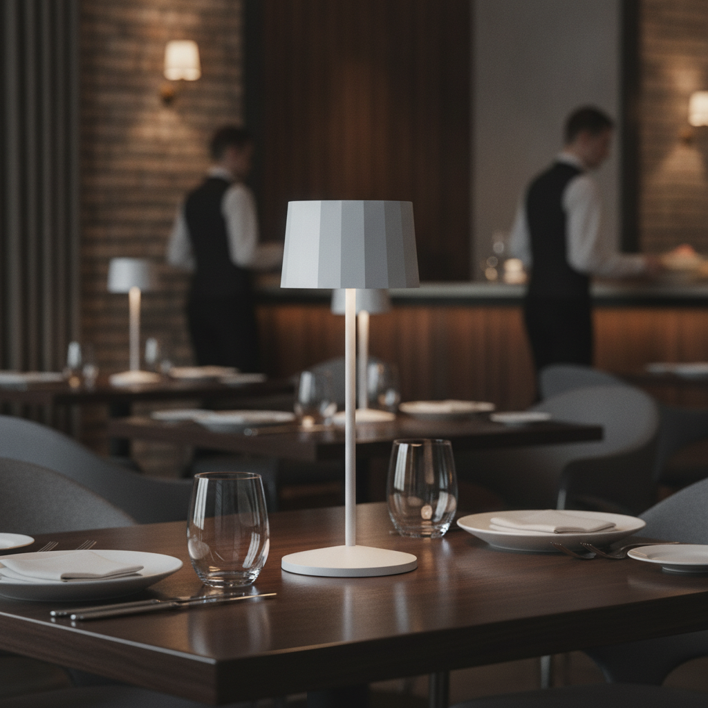 Aluminium LED Rechargeable Table Lamp 300mm for Restaurants & Hotels