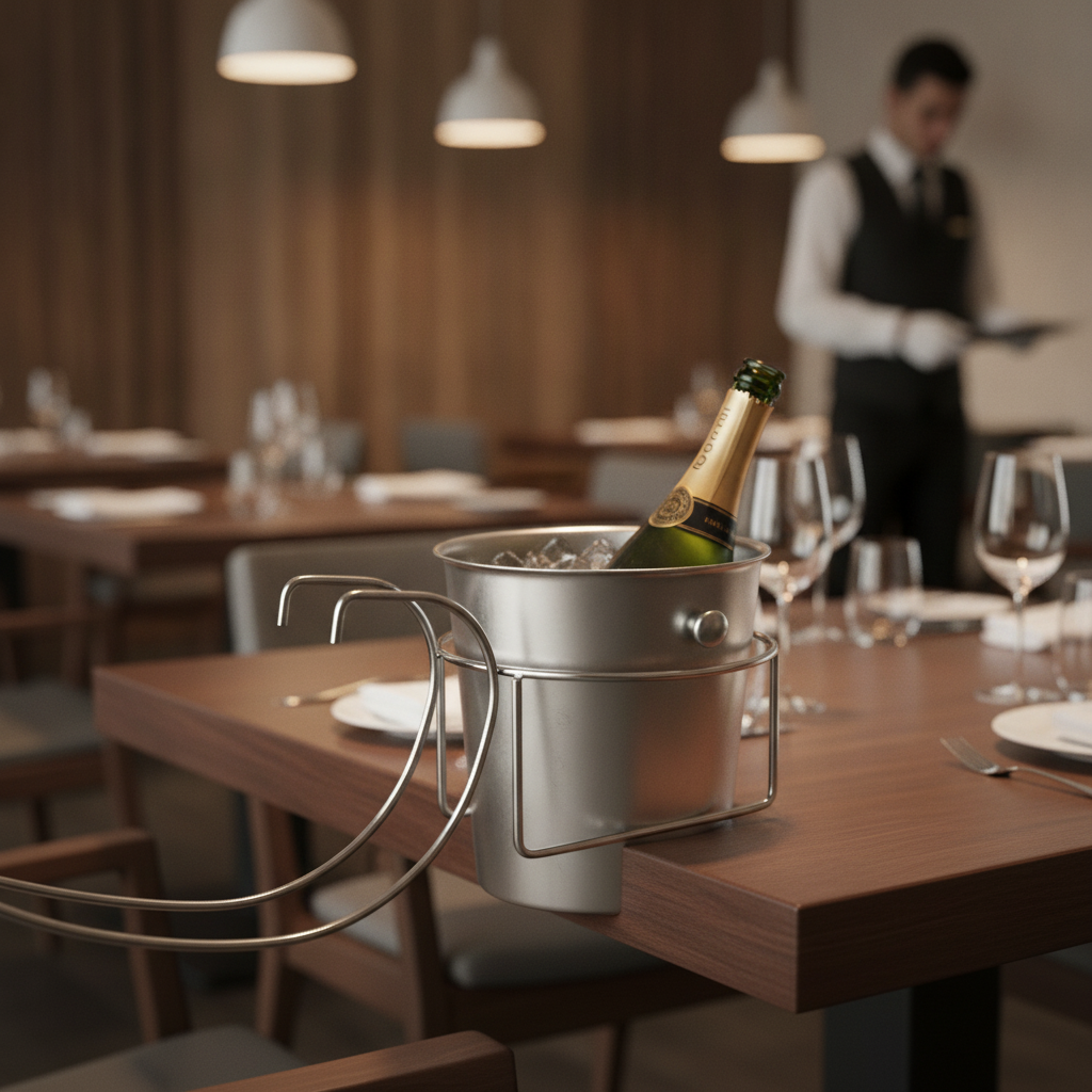 Stainless Steel Table-Mounted Wine and Champagne Bucket Holder 177mm for Restaurants & Bars