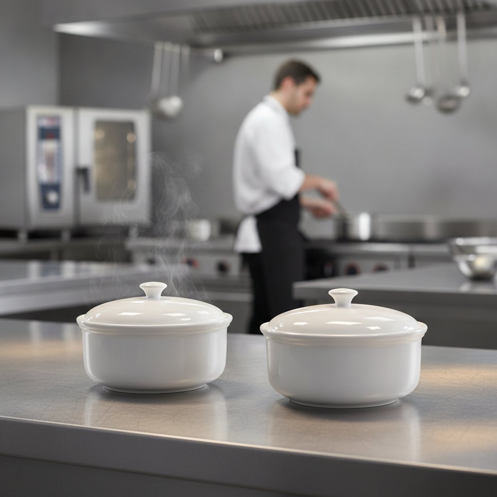 Alumina Vitrified Ceramic Casserole 3L for Catering Use (Pack of 2)