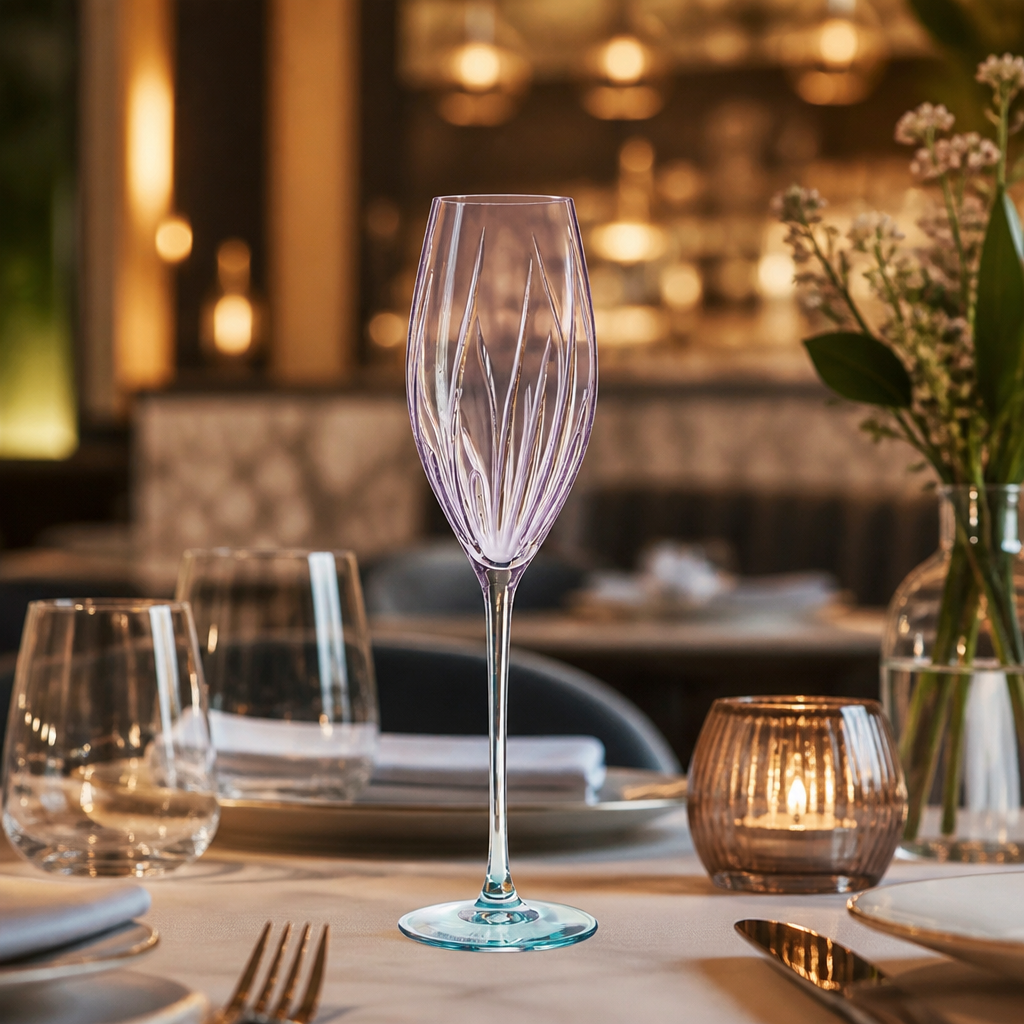 Lead-Free Glass Swirly Spring Flutes 210ml for Modern Hospitality (Pack of 8)