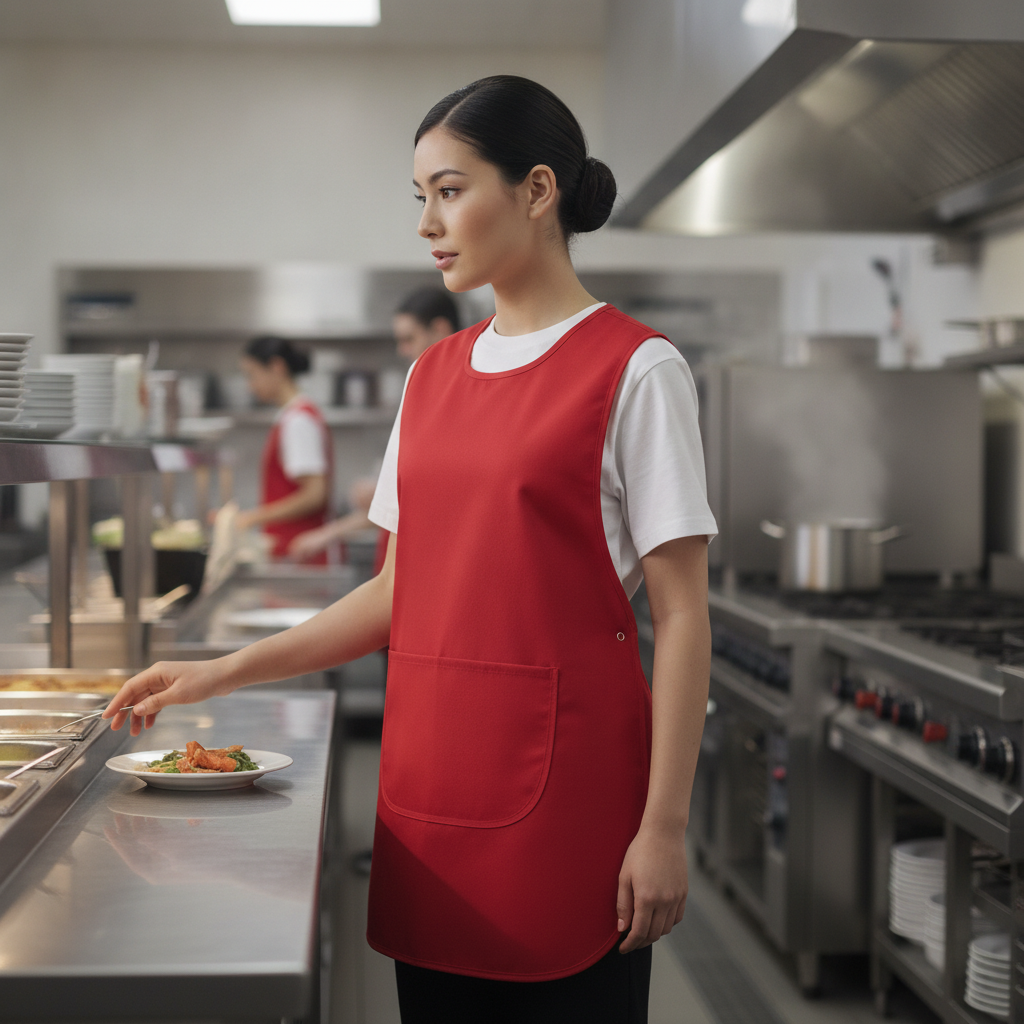 Polycotton Red Tabard for Canteens & Kitchens