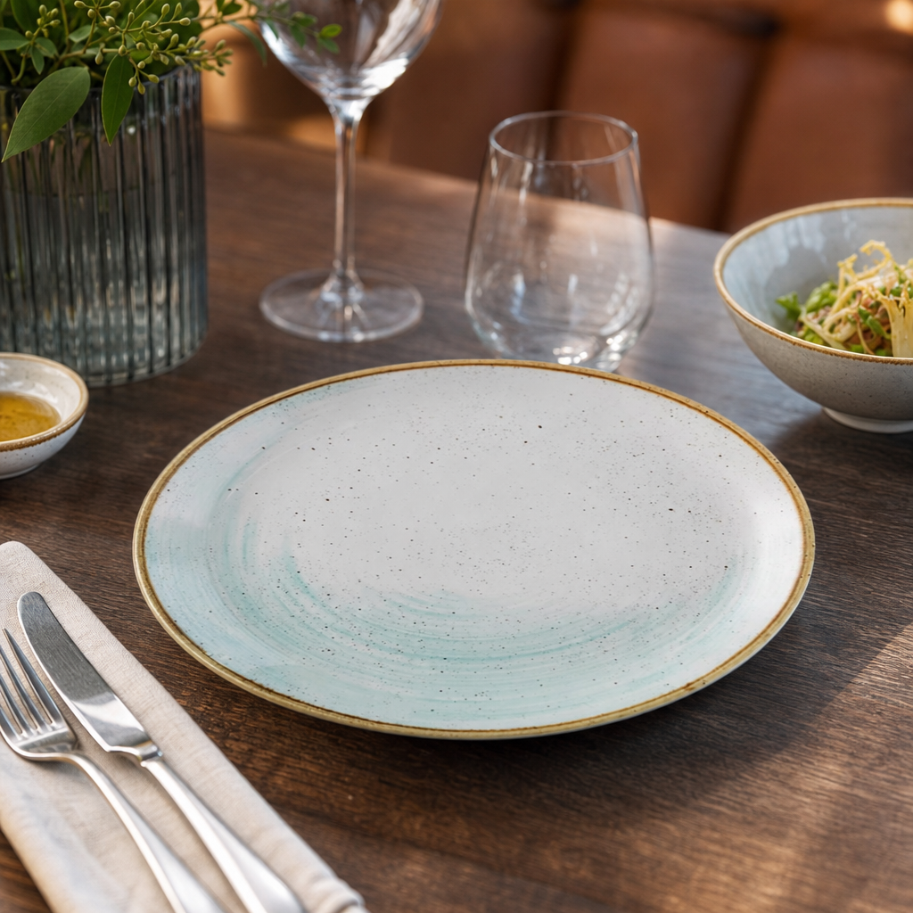 Coupe Plate Duck Egg Blue Vitrified Ceramic for Elegant Dining (Pack of 12)