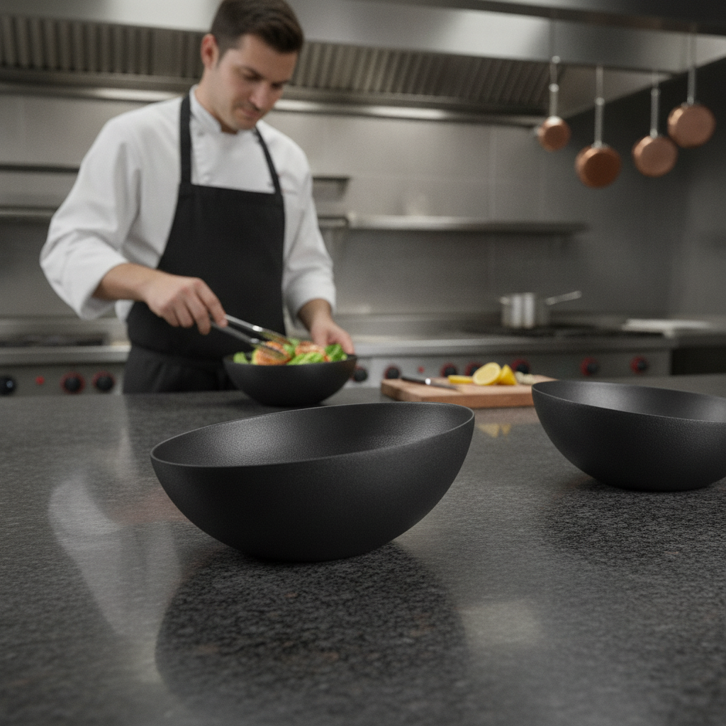 Cast Aluminium Black Bowl 3L for Culinary Presentations