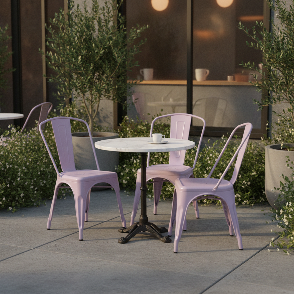 Powder-Coated Steel Bistro Chairs Lilac 850x425mm for Cafés & Pubs (Pack of 4)