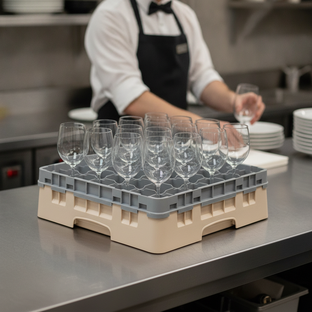 Polypropylene Beige Camrack with 36 Compartments for Safe Glassware Transport