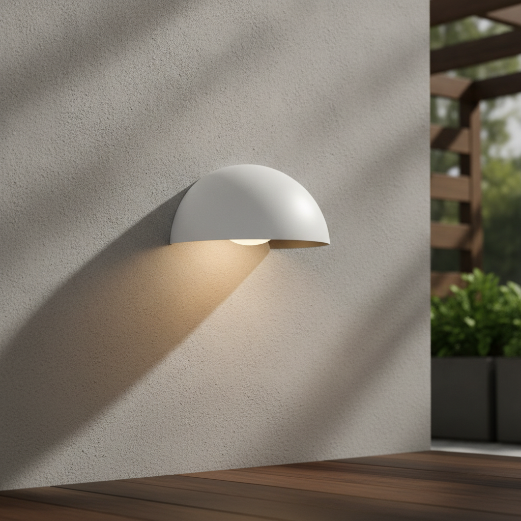 Metal Outdoor Wall Light in White for Sheltered Areas
