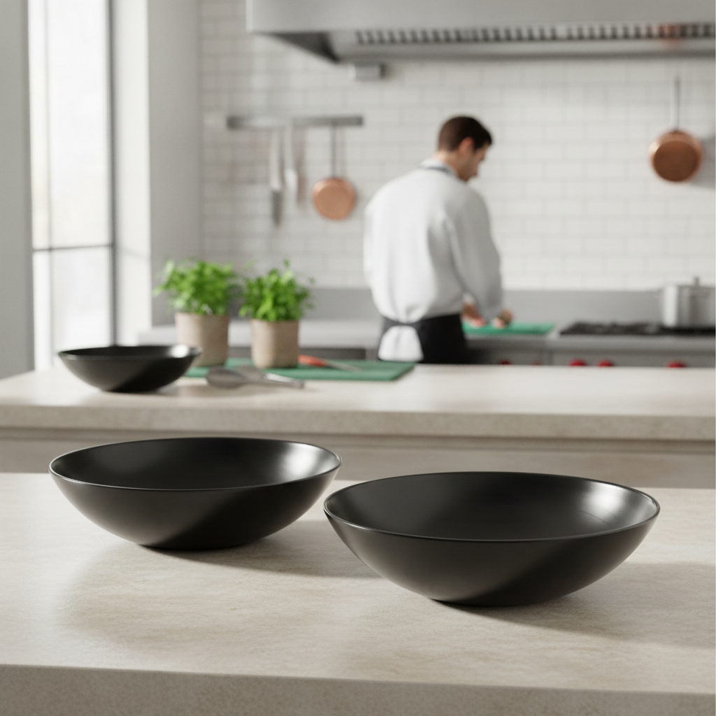 Melamine Buffet Bowls 4.5L Black for Catering & Hospitality (Pack of 2)
