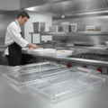 Polycarbonate Rectangular Buffet Tray Covers 530x325mm for Catering (Pack of 2)