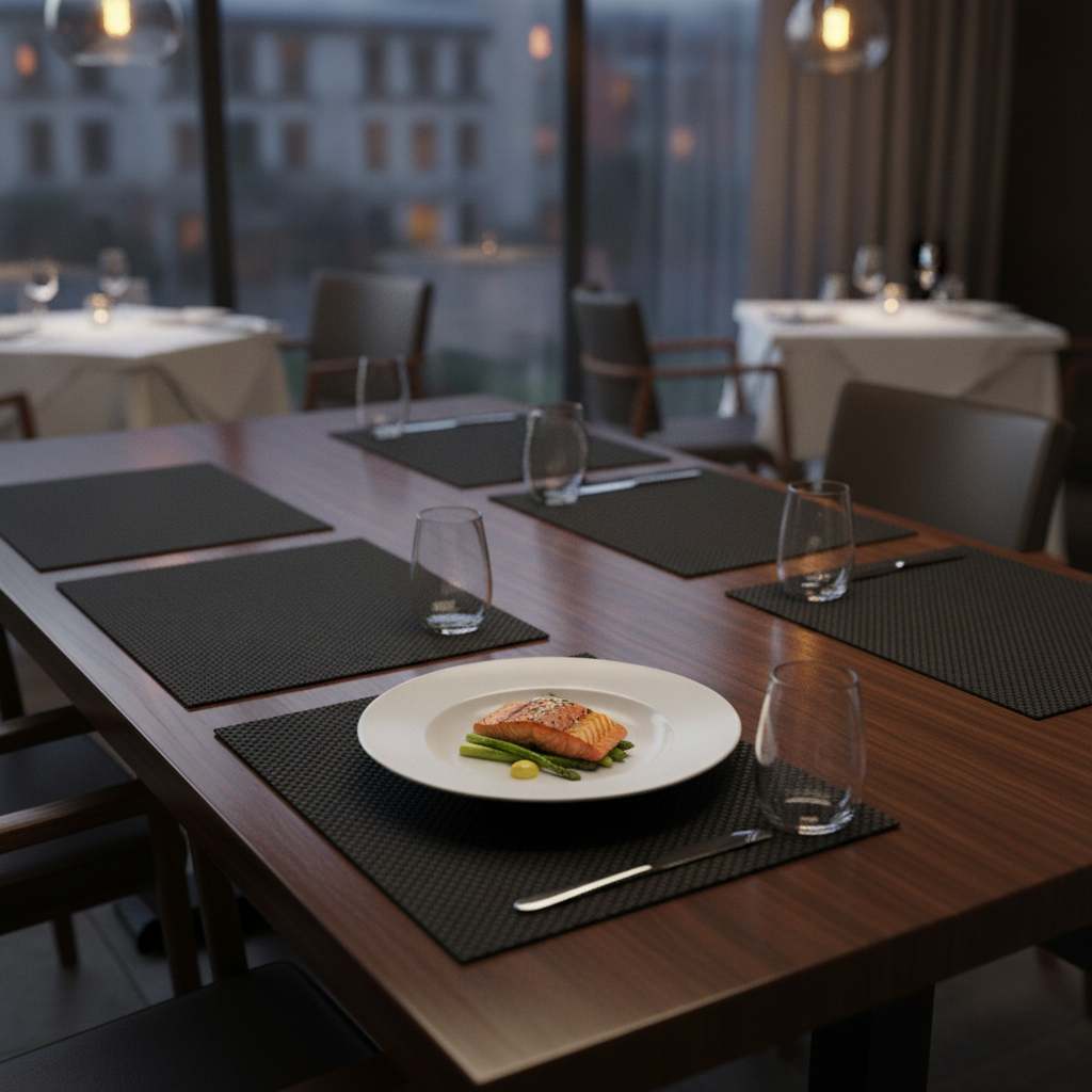 Black PVC Placemat 450x330mm for Dining Tables (Pack of 6)