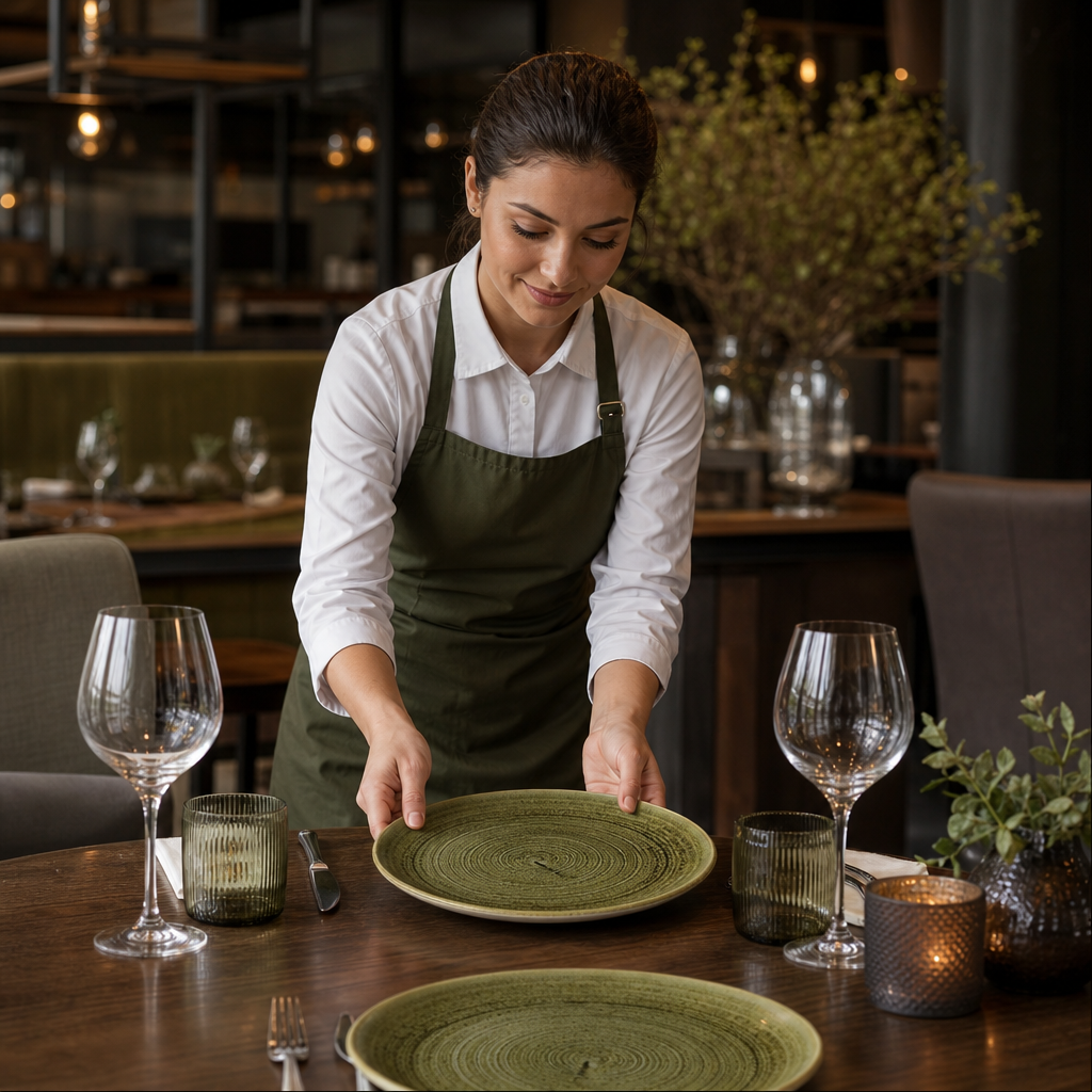 Olive Coupe Plates Vitrified Porcelain for Dining Experiences (Pack of 12)