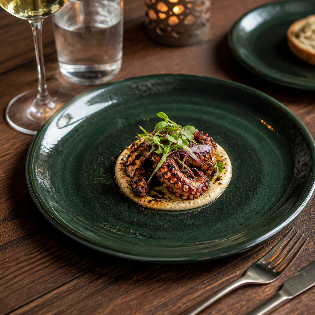 Coupe Plates Dark Green Porcelain for Eclectic Menus (Pack of 12)