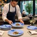 Coupe Plates 230mm Blue Porcelain for Dining Tables (Pack of 6)