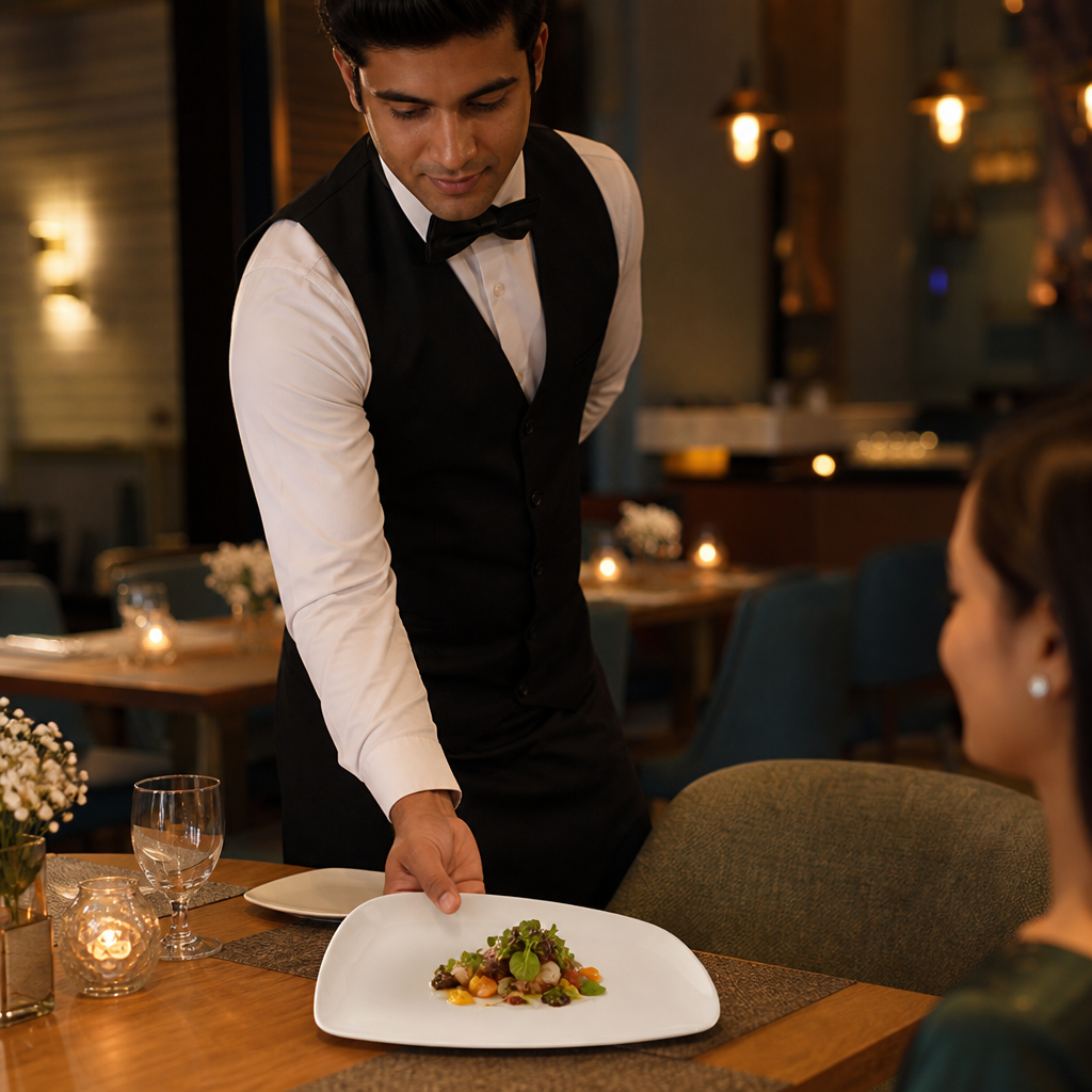 Geo Plates 346x171mm White Vitrified Porcelain for Dining (Pack of 6)