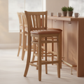 Rubber Wood Bar Chair with Bison Tan Seat 1100mm for Commercial Use