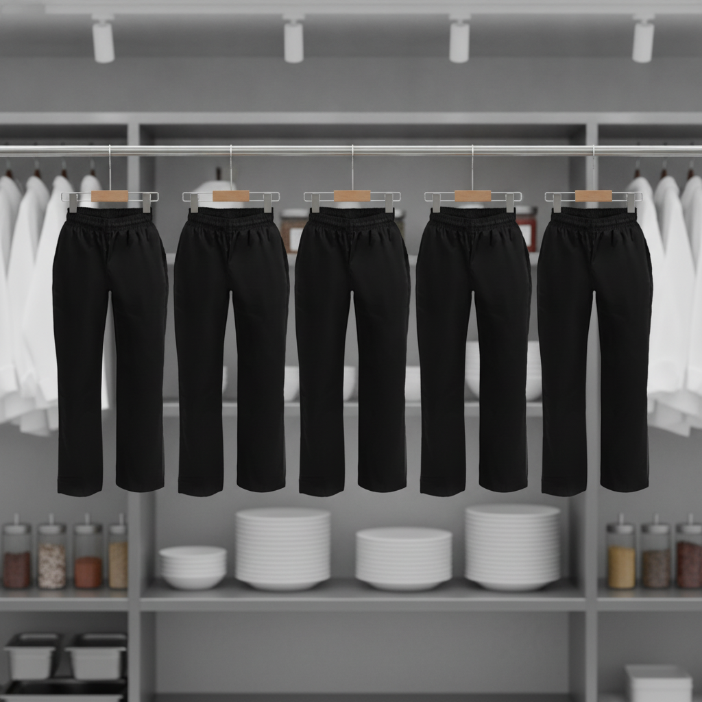 Polycotton Black Chef Trousers for Commercial Kitchens (Pack of 5)