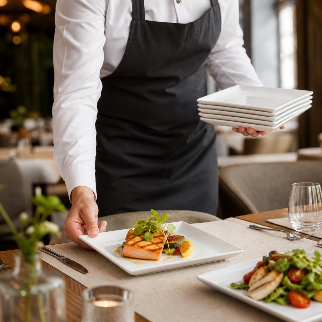 Square Plates 295mm Porcelain for Casual Dining (Pack of 6)