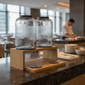 Wood and Glass Dual Beverage Dispenser 14L for Buffet Stations
