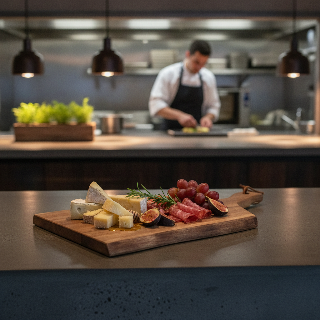 Acacia Wood Wavy Handled Serving Board 355x250mm for Food Presentation