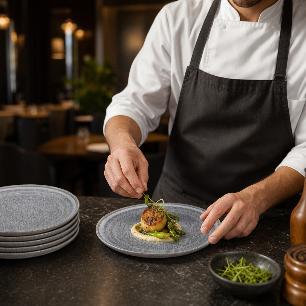 Flat Round Plates 180mm Charcoal Porcelain for Restaurants & Cafés (Pack of 6)