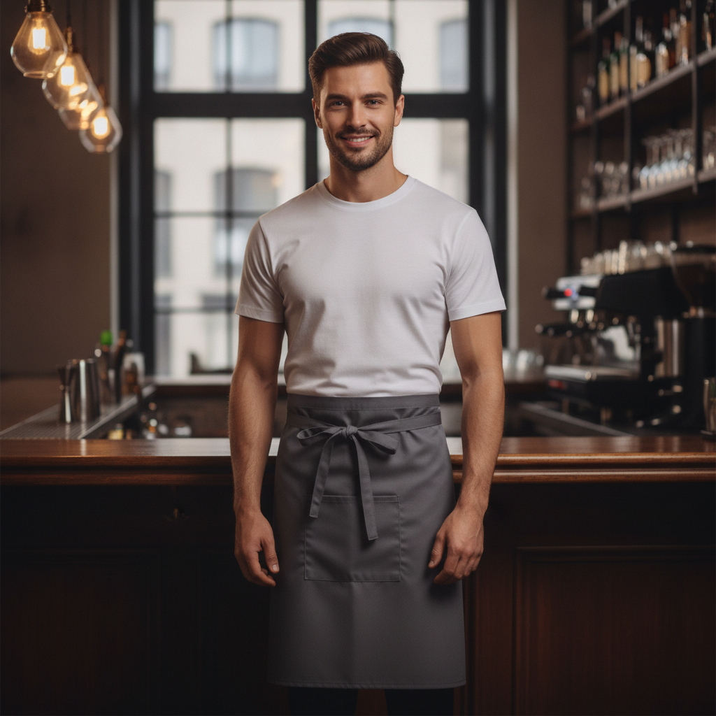 Polycotton Charcoal Bistro Apron for Front of House Service