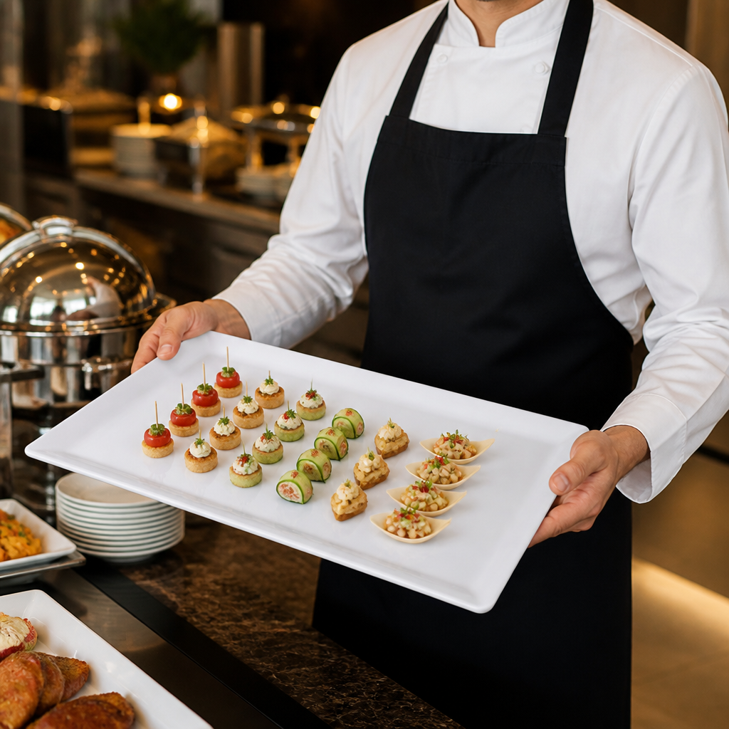 Large Platter x 530 330mm White Melamine for Buffet Service