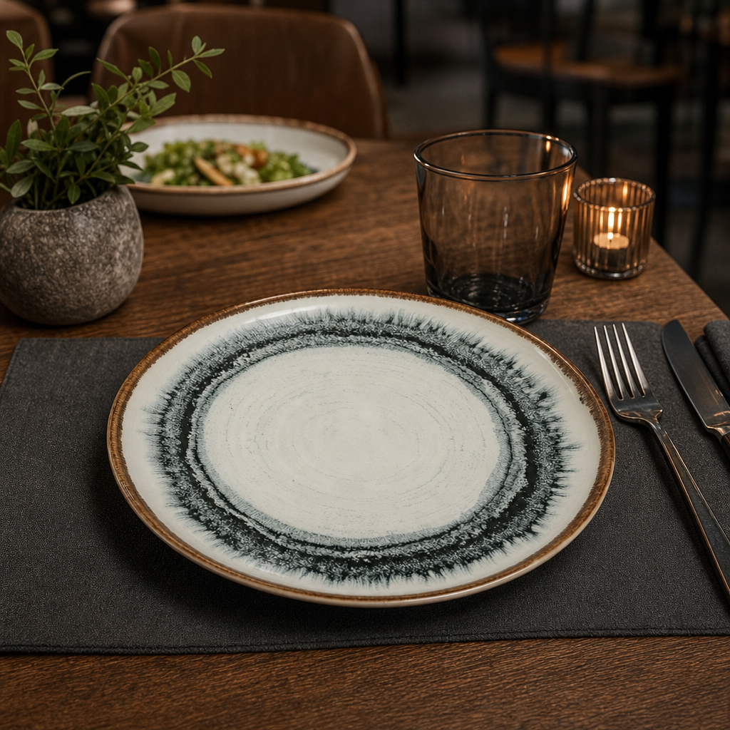 Flare Walled Plates 210mm Natural Ceramic for Dining Tables (Pack of 6)