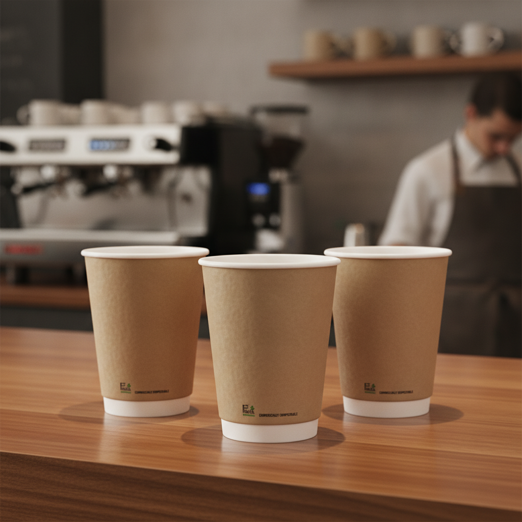 PLA & Paper Double Wall Coffee Cups 340ml for Eco-Conscious Catering (Pack of 500)