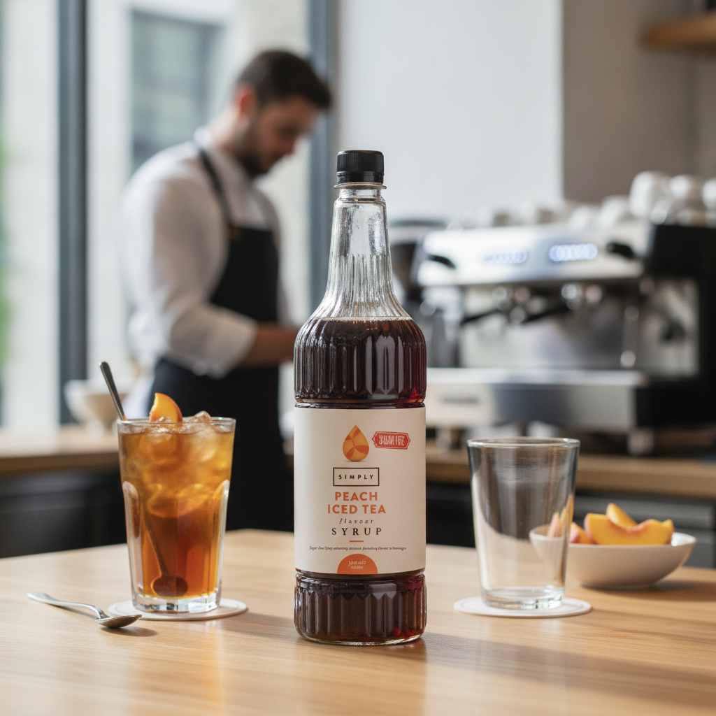 Sugar-Free Peach Iced Tea Syrup 1L for Refreshing Beverages