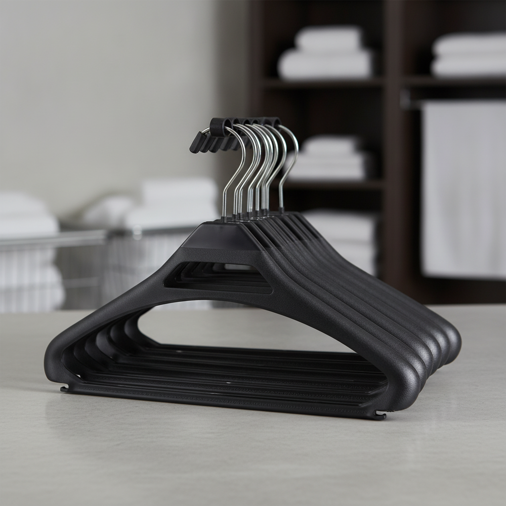 Black Polypropylene Security Hangers for Hotels & Guesthouses (Pack of 100)