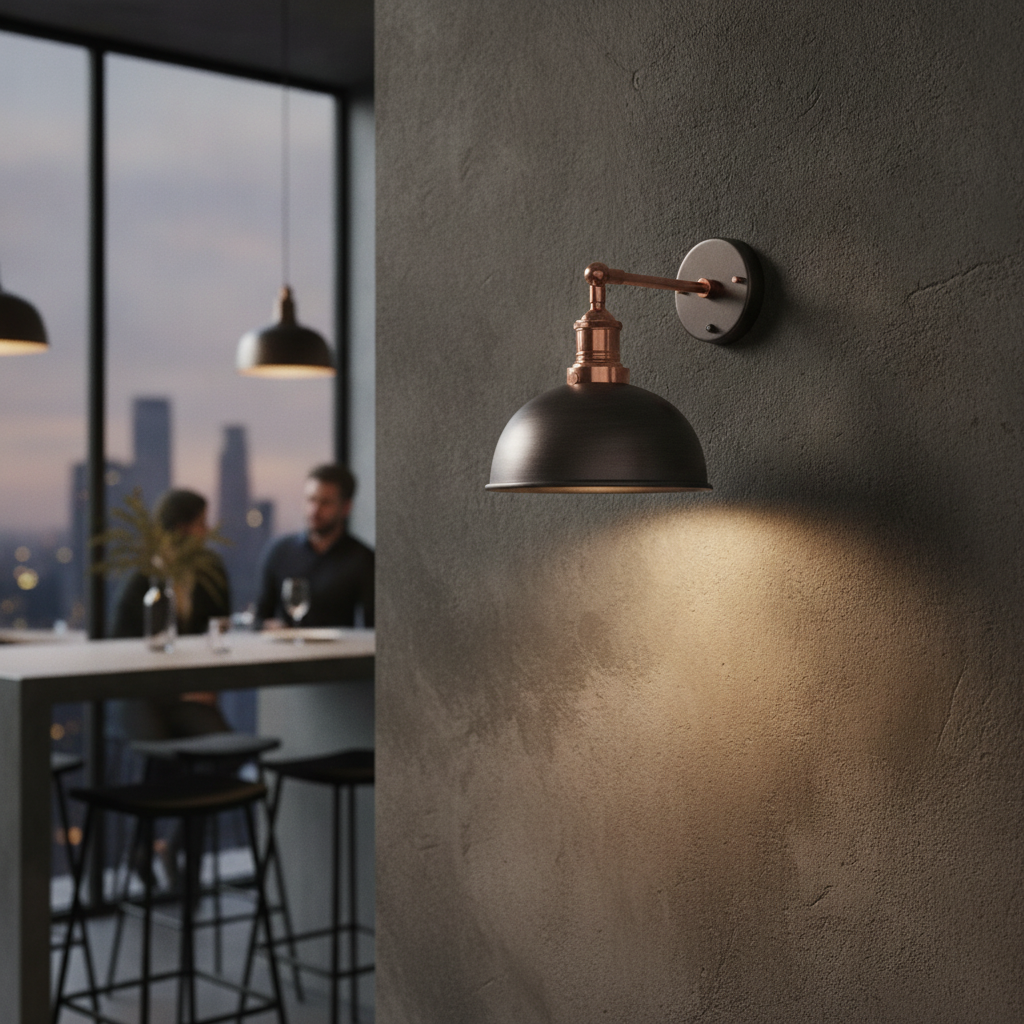 Iron Pewter Dome Wall Light 265mm for Stylish Interiors