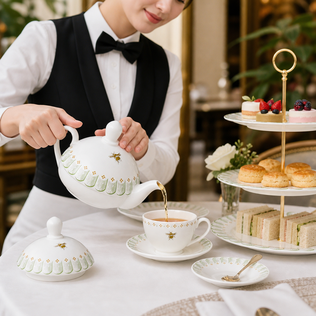 Bone China Beehive Teapot with Classic Lid for Afternoon Tea (Pack of 6)