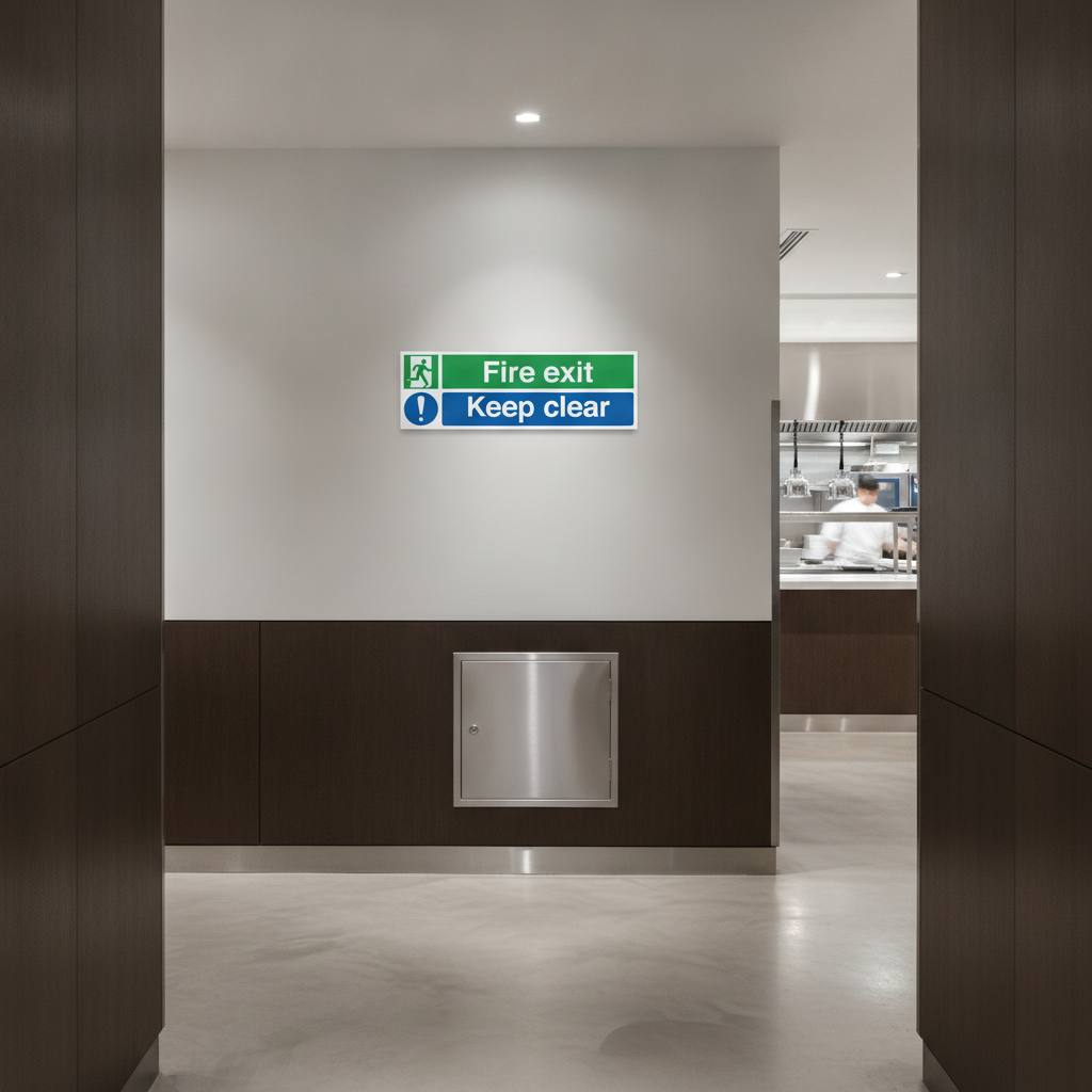 Vinyl Fire Exit Keep Clear Sign 150mm x 450mm for Emergency Safety