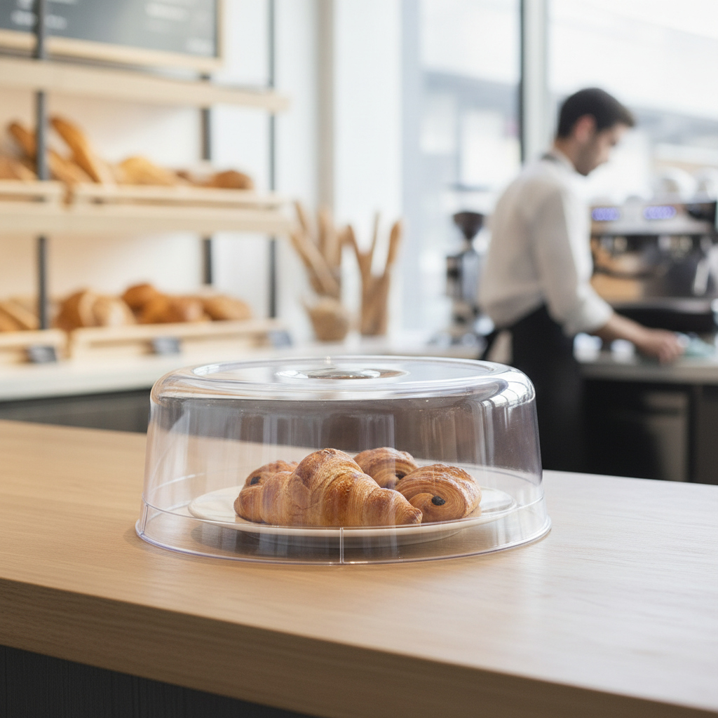 Clear Plastic Bakery Tray Cover 350mm for Pastries