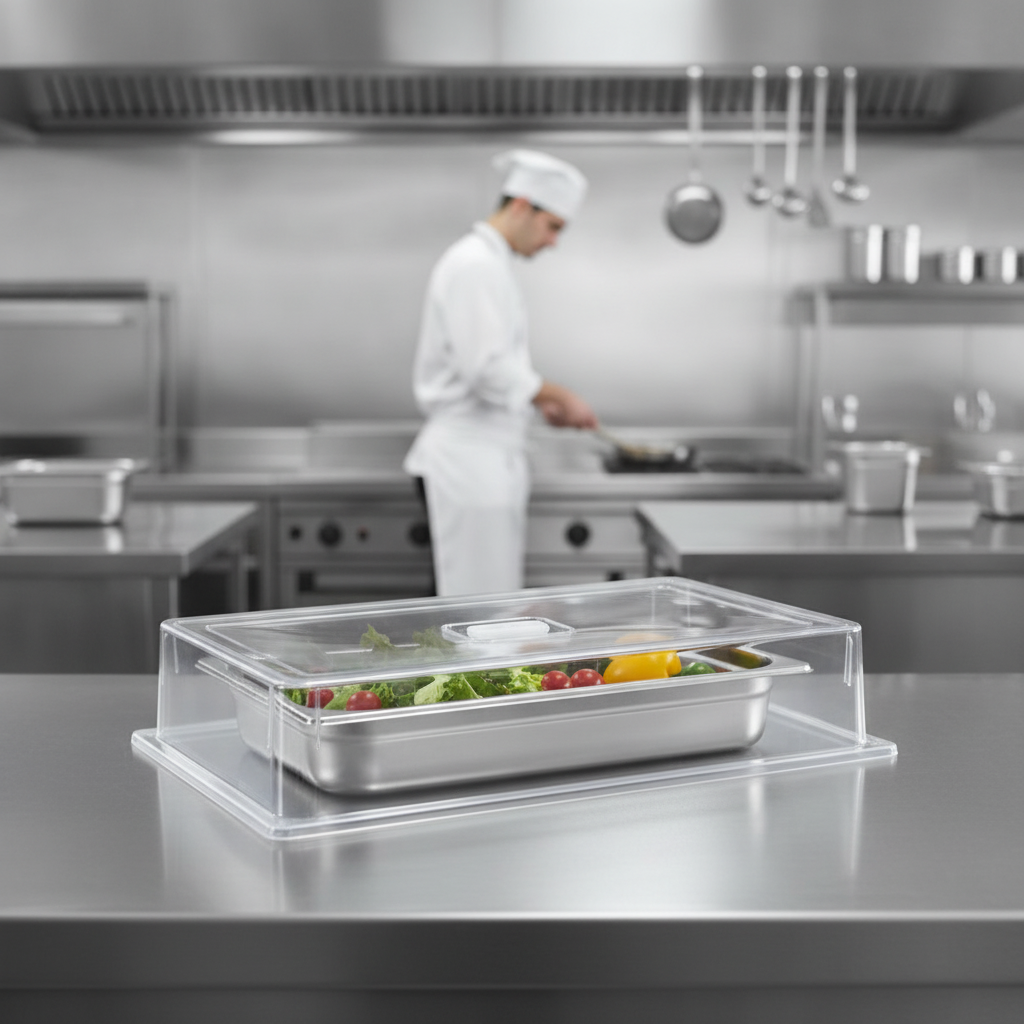 Polycarbonate Rectangular Stackable Cover 1/1 GN for Food Protection