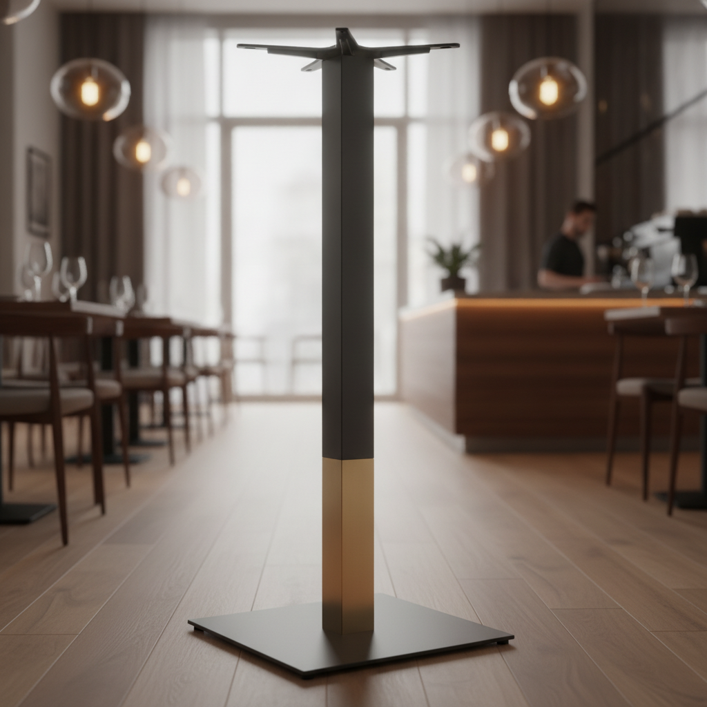 Steel Large Square Bar Height Table Base Black 500x500mm for Indoor Use