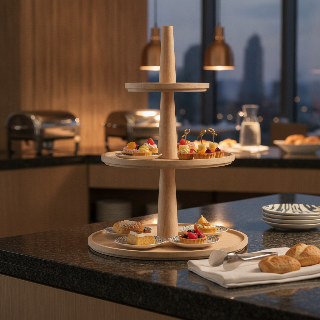 Wooden Three-Tier Display Tray 300mm for Buffet Stations
