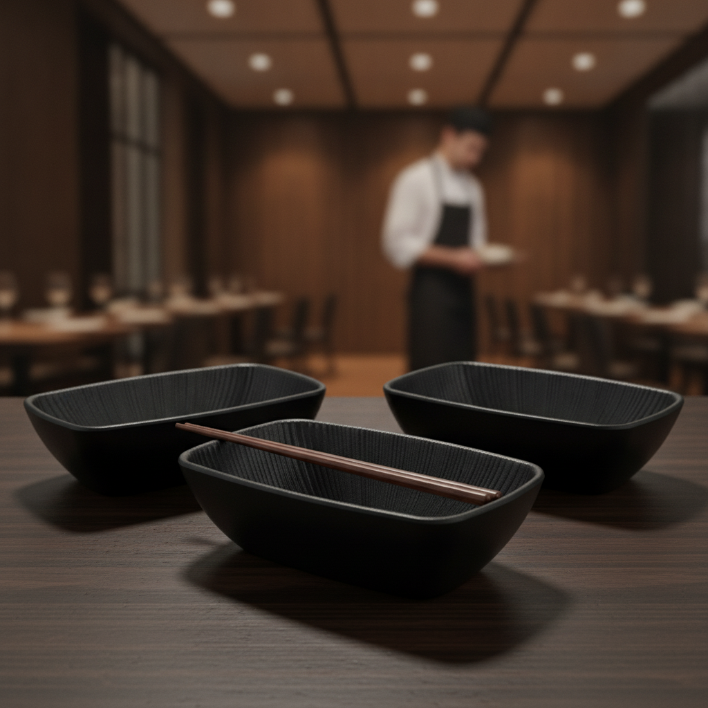 Melamine Black Bowl 350ml for Stylish Dining