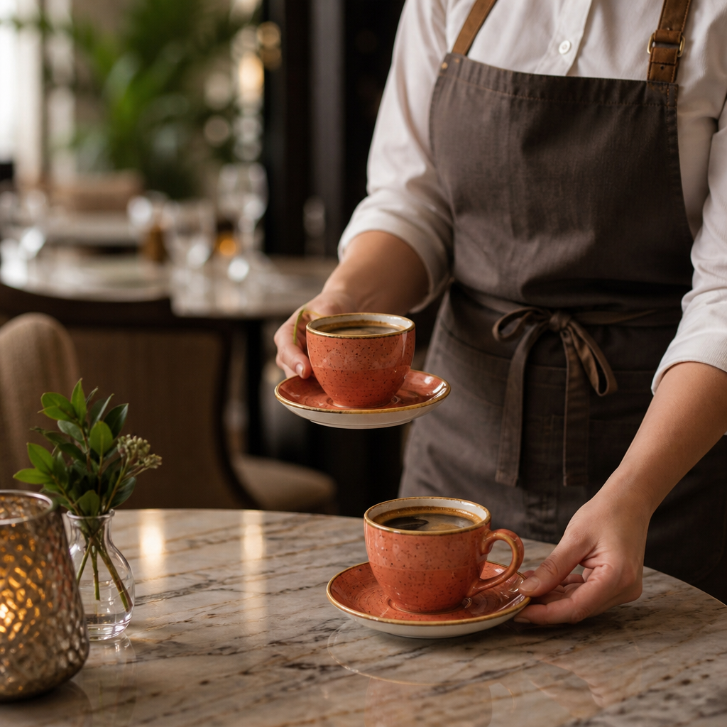 Espresso Saucers Spiced Orange Ceramic for Beverage Service (Pack of 12)