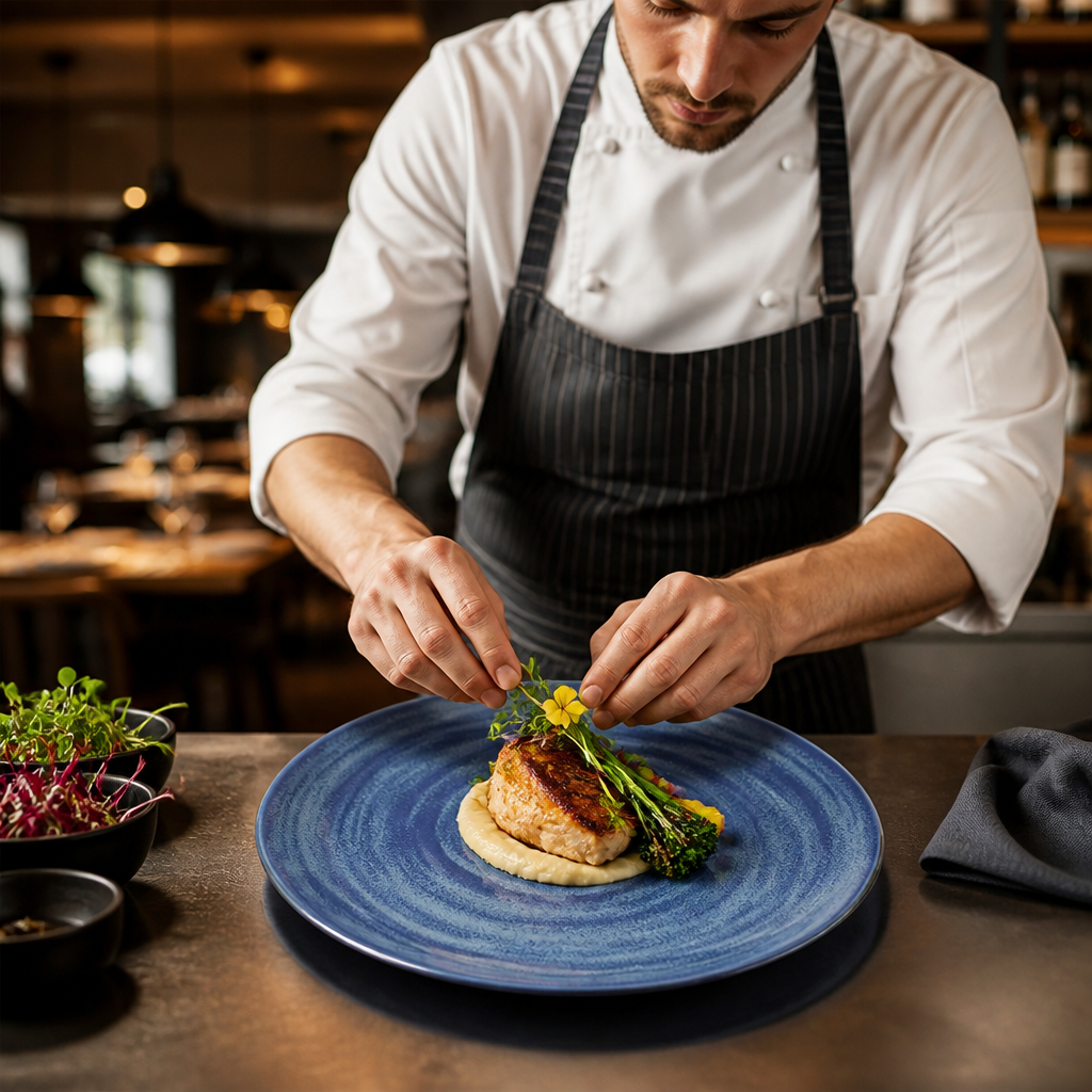 Bluestone China Plates 305mm for Culinary Presentation (Pack of 12)