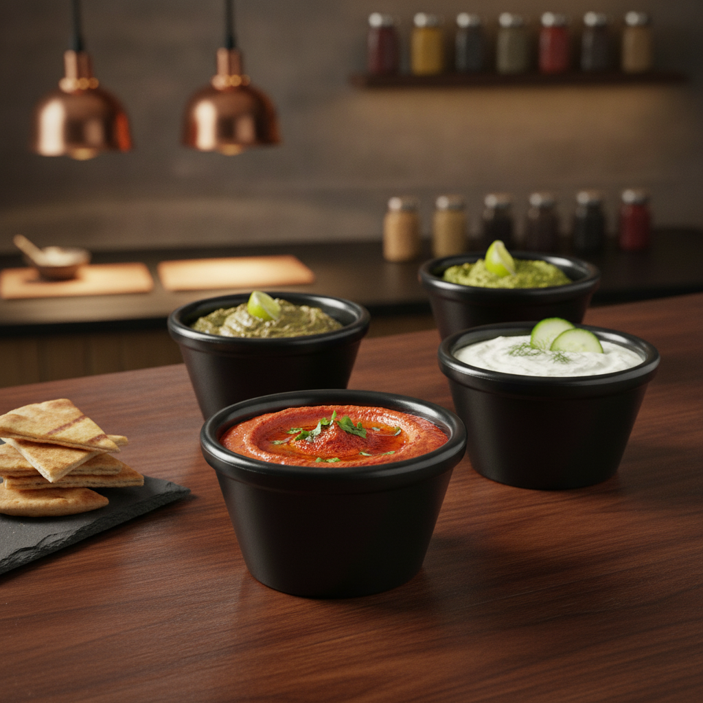 Recycled PET Black Dip Bowl 50ml for Buffet Settings